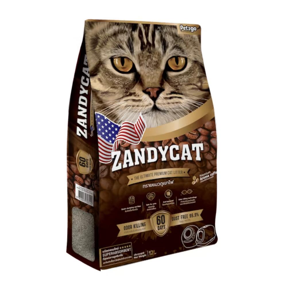 ทรายแมวภูเขาไฟ ZANDYCAT LITTER PREMIUM กลิ่นกาแฟ 12 ลิตร