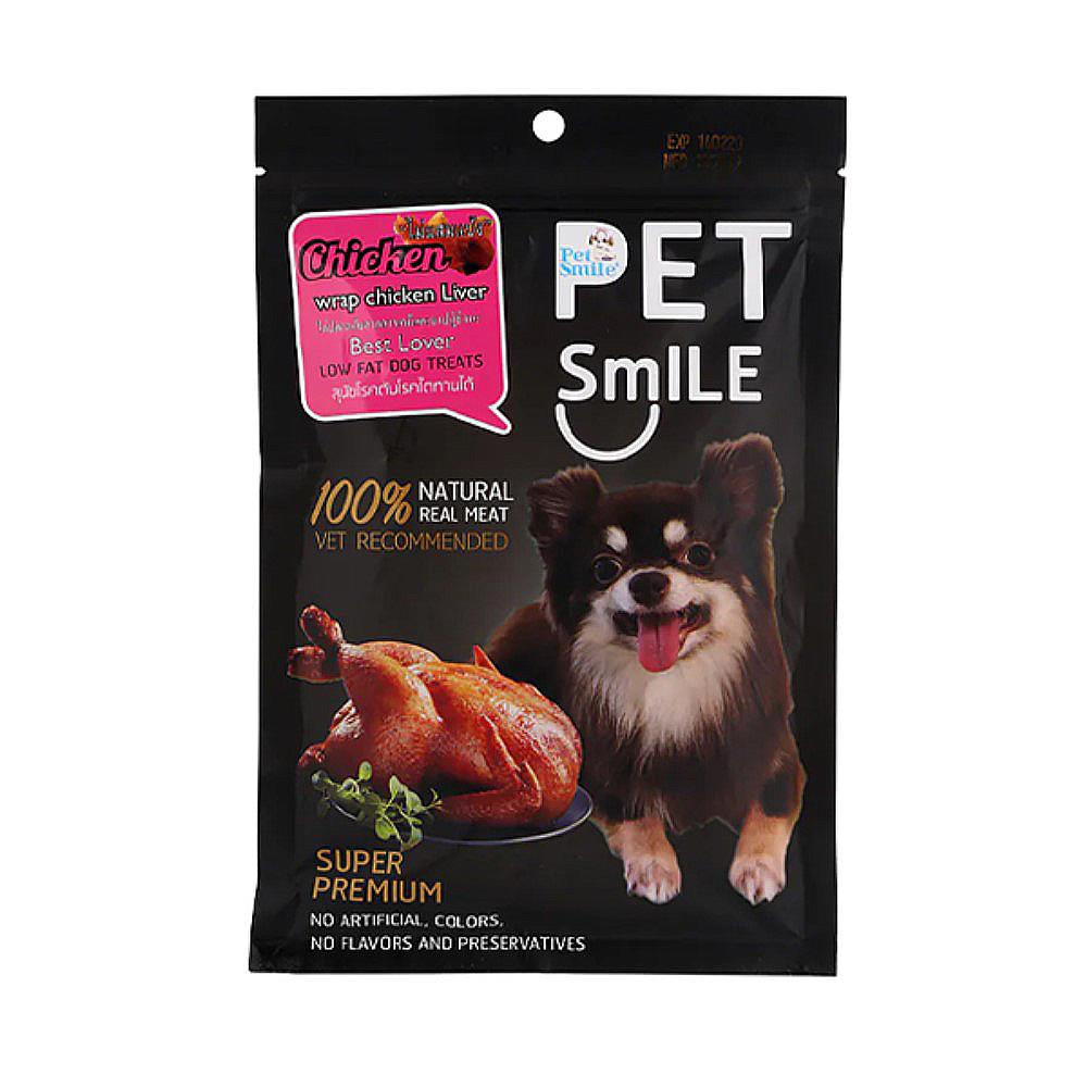 ขนมสุนัข PETSMILE รสไก่ห่อตับอบนิ่ม 50 ก.