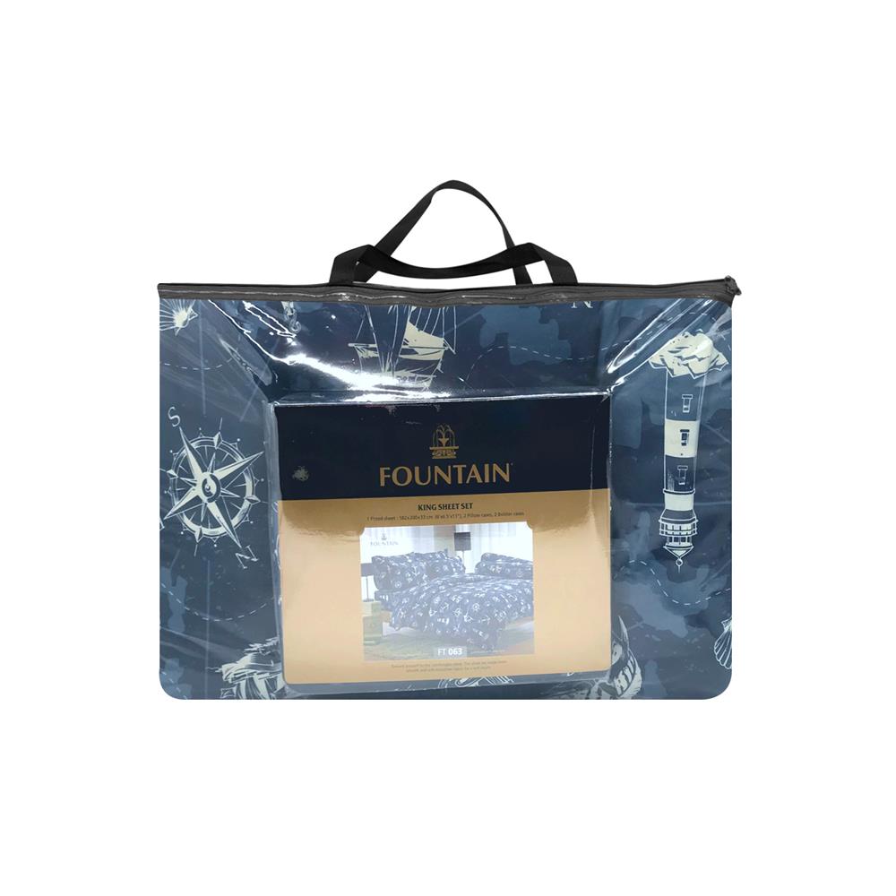 ชุดผ้าปูที่นอน 6 ฟุต 6 ชิ้น FOUNTAIN PRINTED 70209-FT063