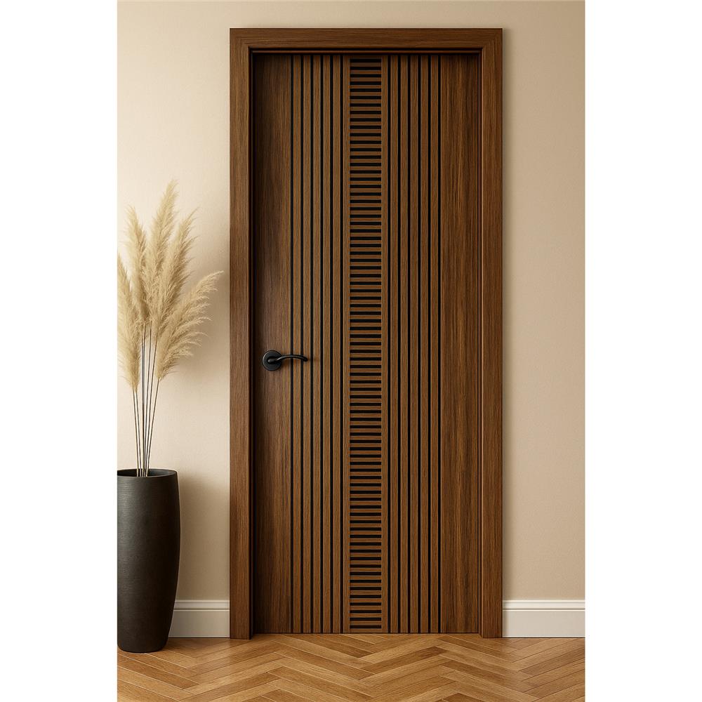 ประตูภายในโพลีสไตรีน ไม่เจาะลูกบิด LINEDEKOR LV221 80x200 ซม. สีโรสวู้ด