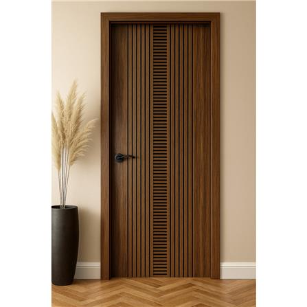 ประตูภายในโพลีสไตรีน ไม่เจาะลูกบิด LINEDEKOR LV221 80x200 ซม. สีโรสวู้ด_2