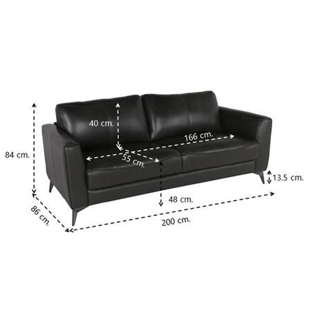 โซฟา 3 ที่นั่ง SB FURNITURE ROCHESTER สีดำ_4