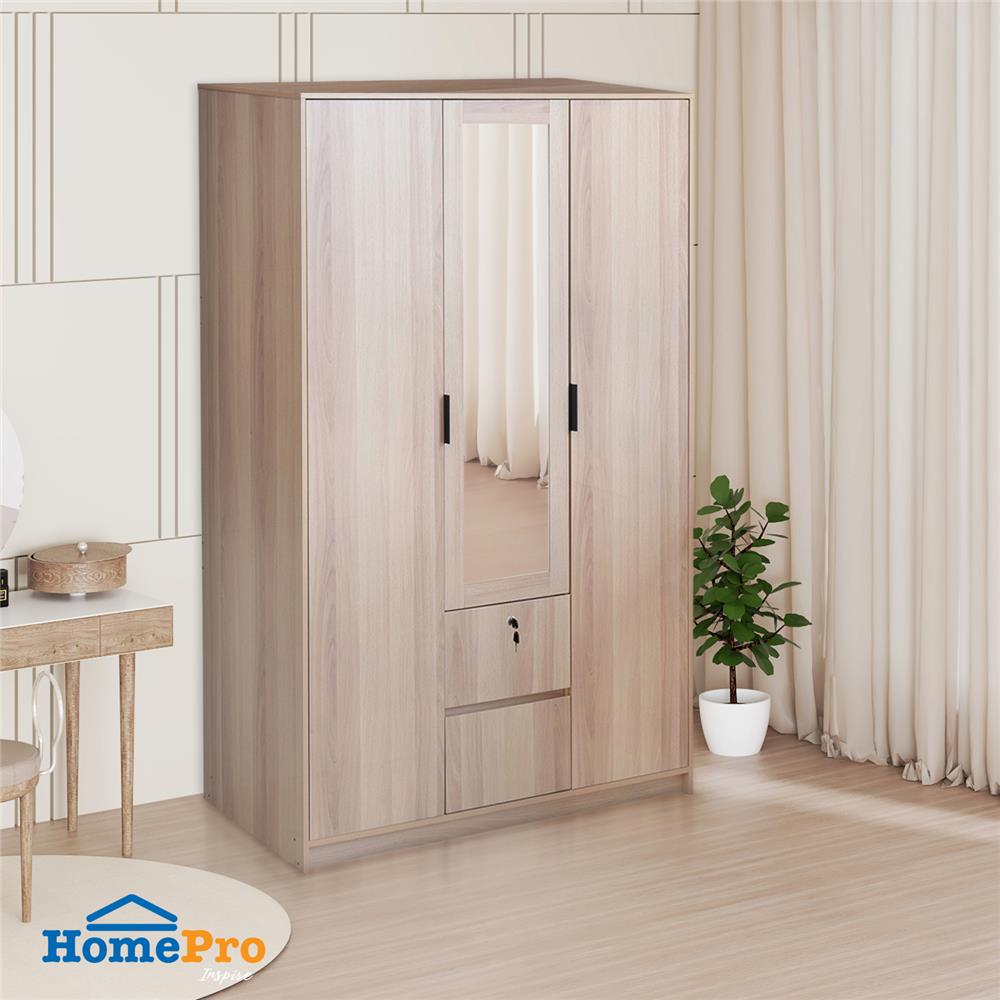 ตู้เสื้อผ้า 3 บานเปิด FURDINI GREATE 120 ซม. สีไวท์โอ๊ค