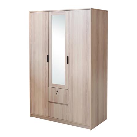 ตู้เสื้อผ้า 3 บานเปิด FURDINI GREATE 120 ซม. สีไวท์โอ๊ค