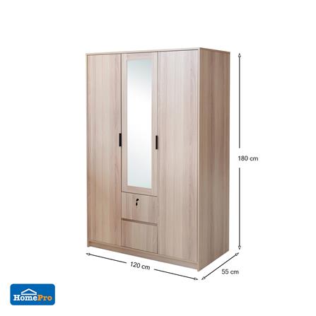 ตู้เสื้อผ้า 3 บานเปิด FURDINI GREATE 120 ซม. สีไวท์โอ๊ค_9