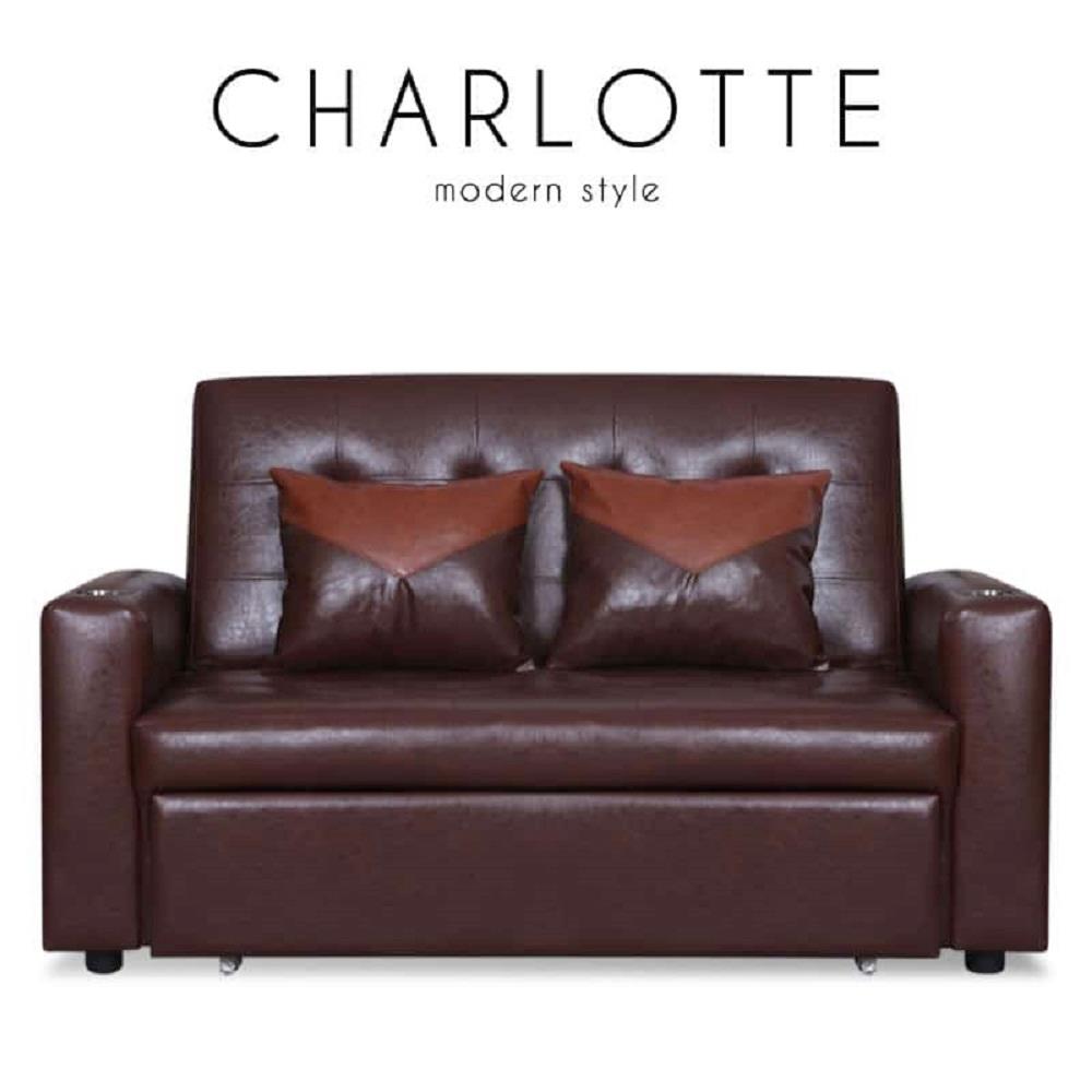 โซฟาเบด AS FURNITURE CHARLOTTE LBWB22 PVC สีน้ำตาลเข้ม