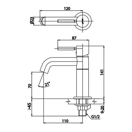 ก๊อกอ่างล้างหน้าเดี่ยว COTTO CT1198A1NWH(HM) สีขาว_1