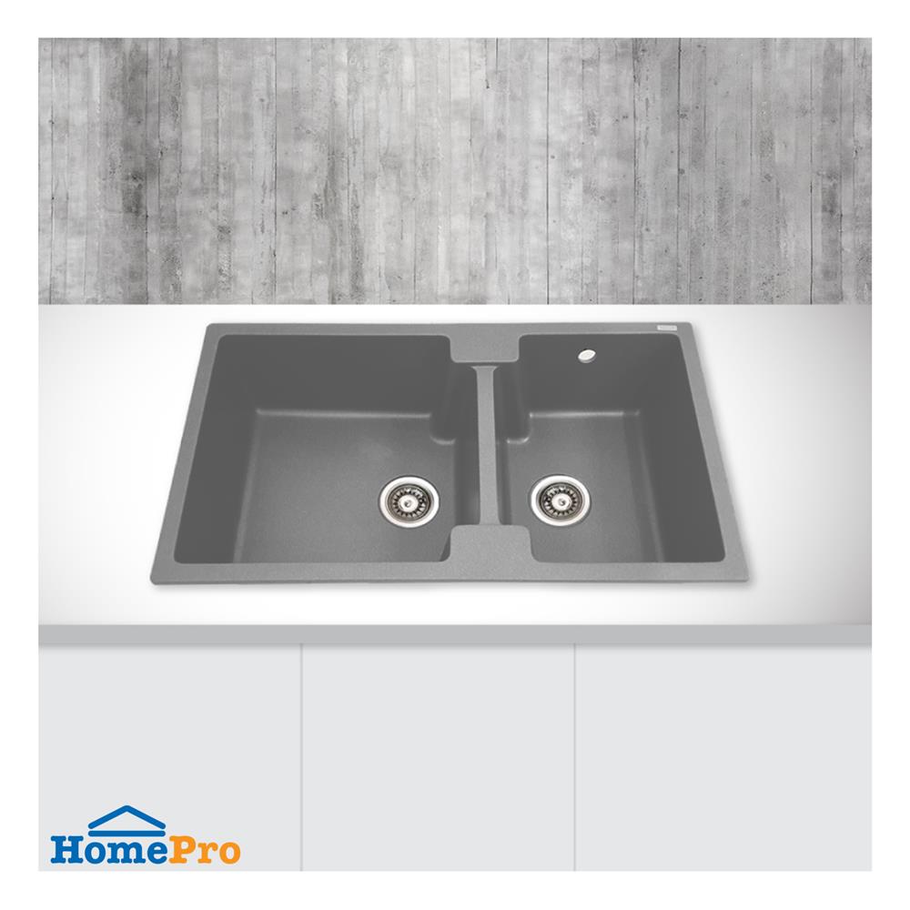 ซิงค์ฝัง 2หลุม TECNOPLUS GIN 2B แกรนิต สีเทา