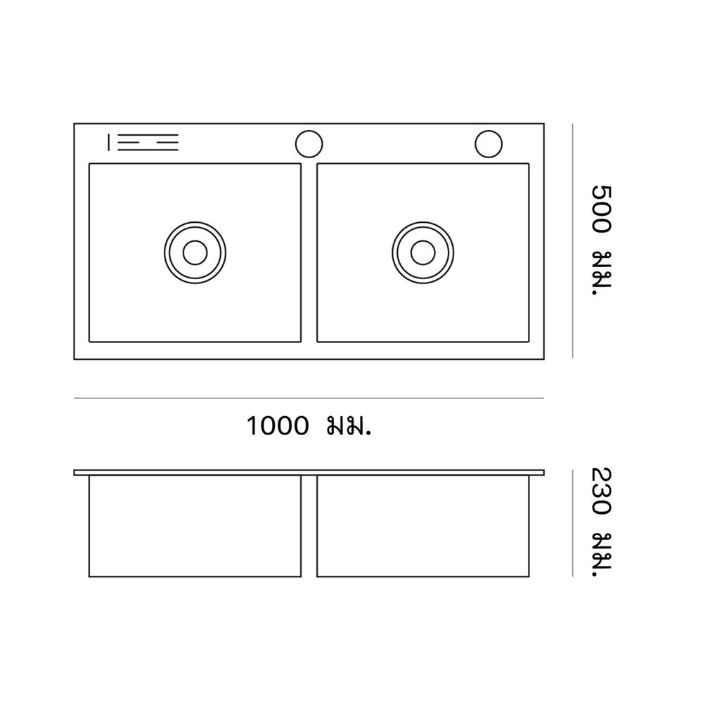 ซิงค์ฝัง 2 หลุม DYNA HOME WD10050TD-BK สีดำ