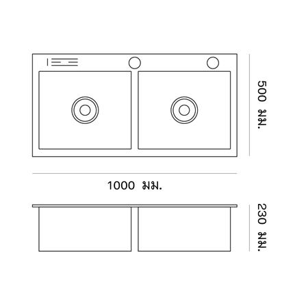 ซิงค์ฝัง 2 หลุม DYNA HOME WD10050TD-BK สีดำ_9