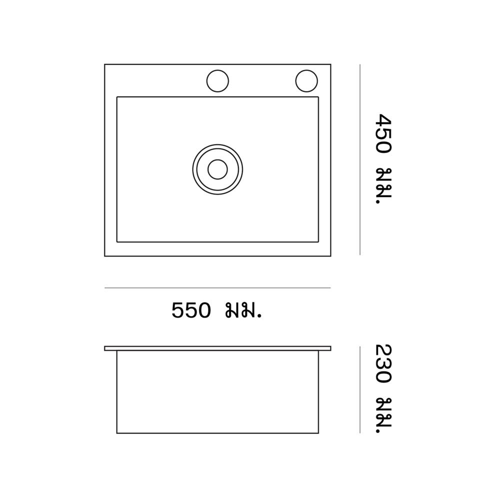 ซิงค์ฝัง 1 หลุม DYNA HOME WD5545TS-BK สีดำ
