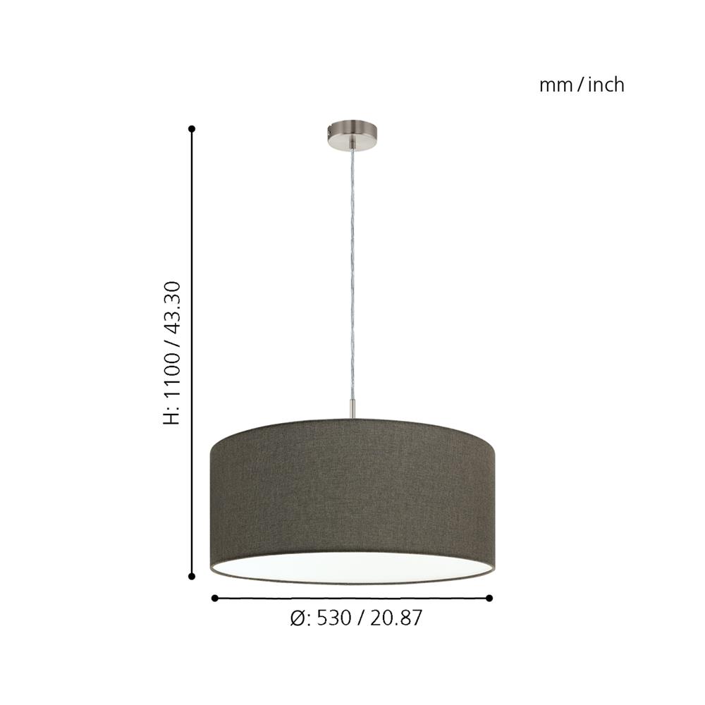 ไฟช่อ EGLO MD PASTERI 96381 ผ้า สีน้ำตาลรมดำ 1 หัว