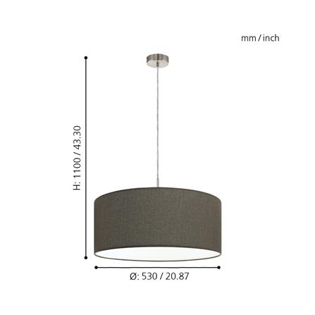 ไฟช่อ EGLO MD PASTERI 96381 ผ้า สีน้ำตาลรมดำ 1 หัว_2