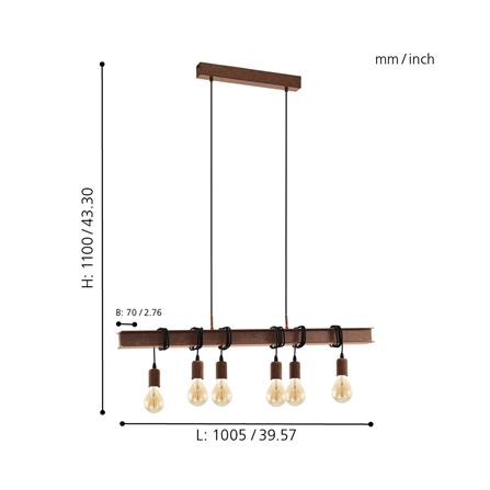 ไฟช่อ EGLO CT TOWNSHEND4 49859 โลหะ สีน้ำตาล 6 หัว_2