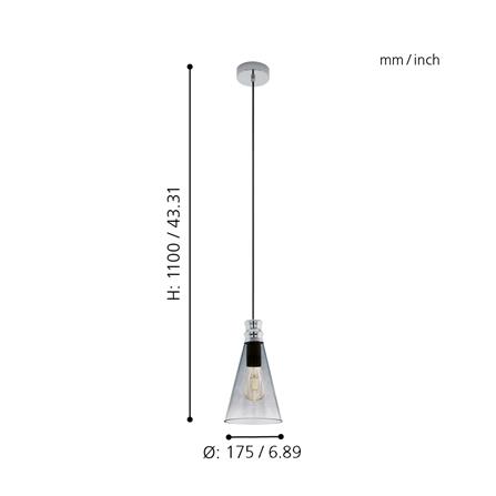 ไฟช่อ EGLO FRAMPTON 1 49154 สีดำใส 1 หัว_1