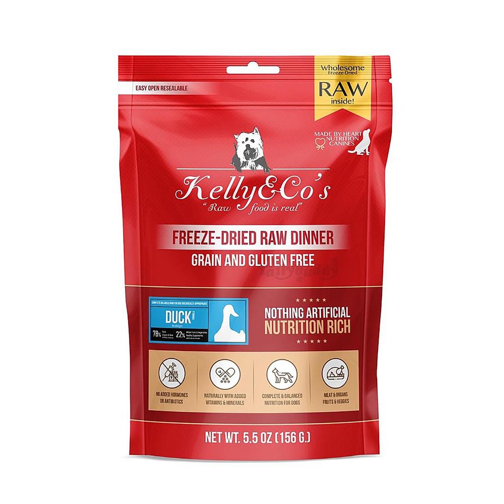 อาหารบาร์ฟสุนัข KELLY&CO RAW DINNER DUCK 156 ก.