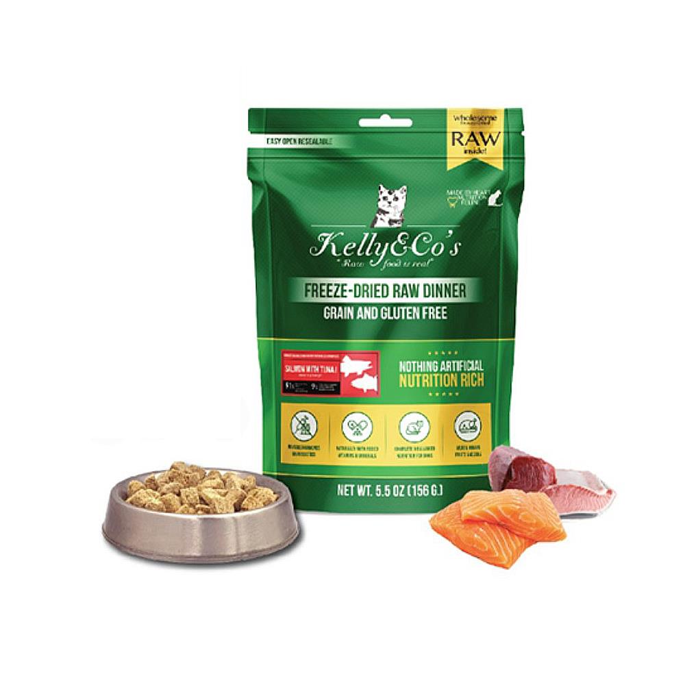 อาหารบาร์ฟสุนัข KELLY&CO RAW DINNER SALMON AND TUNA 156 ก.