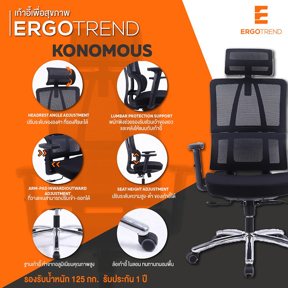เก้าอี้สุขภาพ ERGOTREND KONOMOUSE สีดำ