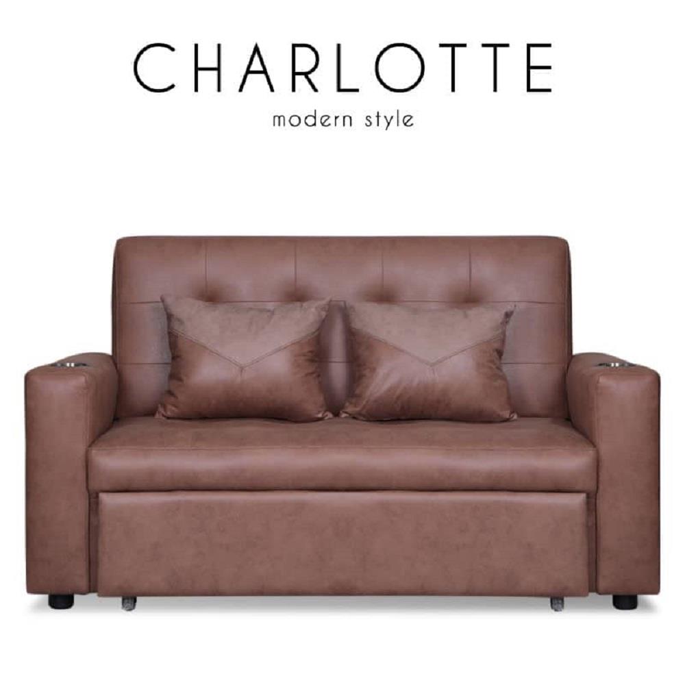 โซฟาเบด AS FURNITURE CHARLOTTE LBWU43 PU สีน้ำตาลอ่อน