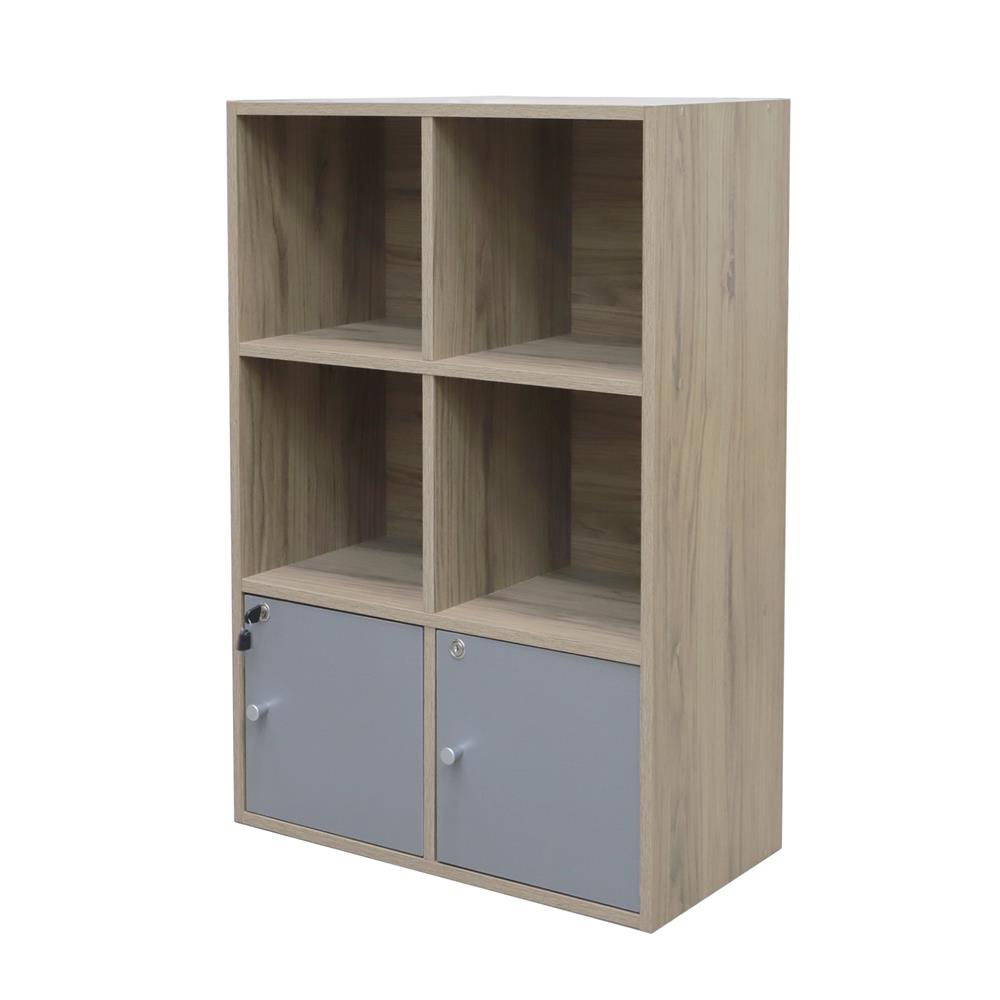 ตู้บานผสม 6 ช่อง ME LIVING AYA สีโอ๊ควู้ด/เทา