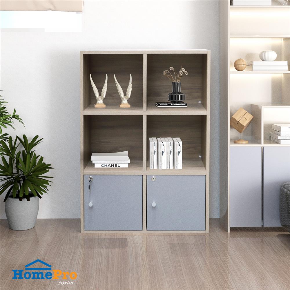 ตู้บานผสม 6 ช่อง ME LIVING AYA สีโอ๊ควู้ด/เทา