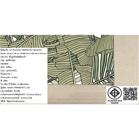 กระเบื้องผนัง 12x18 นิ้ว COTTO แพลททาโน่ ทรอปิก้า เขียวเข้ม PM 1.08M2_2