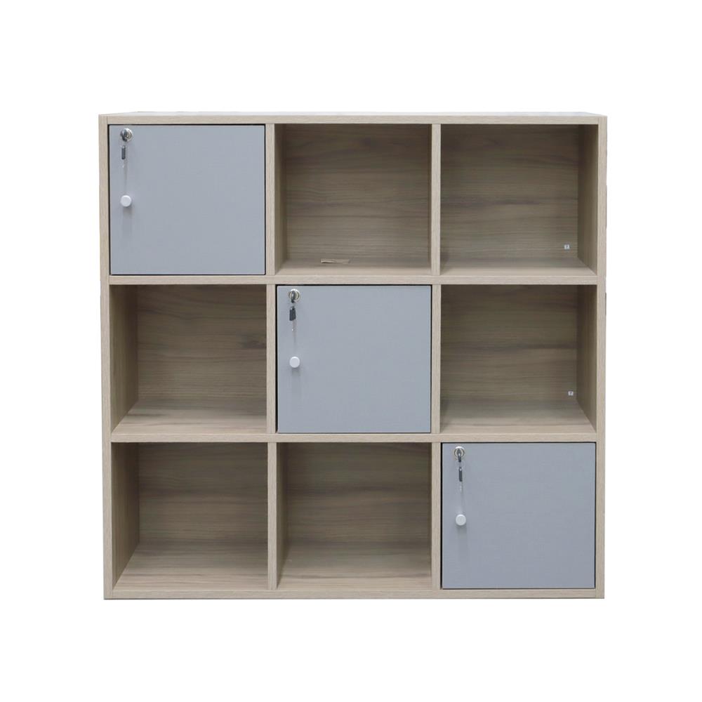 ตู้บานผสม 9 ช่อง ME LIVING AYA สีโอ๊ควู้ด/เทา