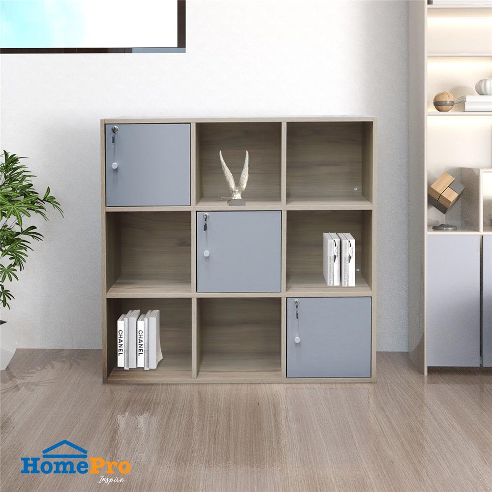 ตู้บานผสม 9 ช่อง ME LIVING AYA สีโอ๊ควู้ด/เทา