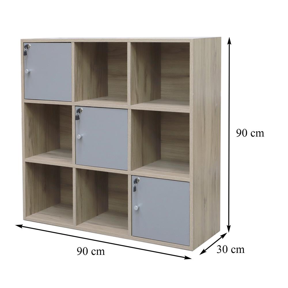 ตู้บานผสม 9 ช่อง ME LIVING AYA สีโอ๊ควู้ด/เทา