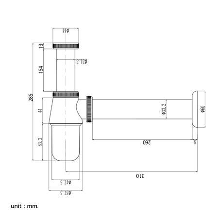 ท่อน้ำทิ้งอ่างล้างหน้ากระปุก DONMARK GL-5313  26 ซม._2
