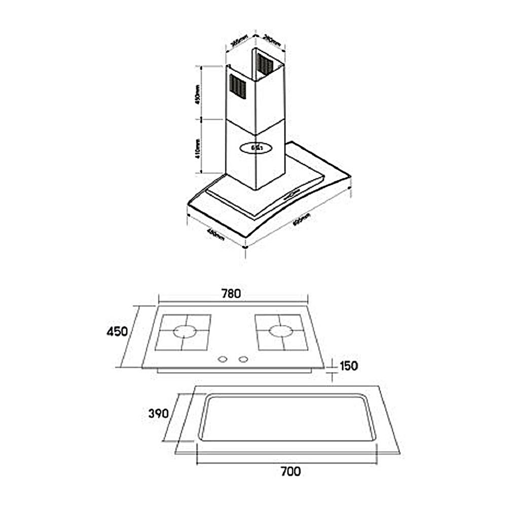 เตาฝัง+เครื่องดูดควัน TECNOPLUS SET HD 90MA/B+HB2079GB