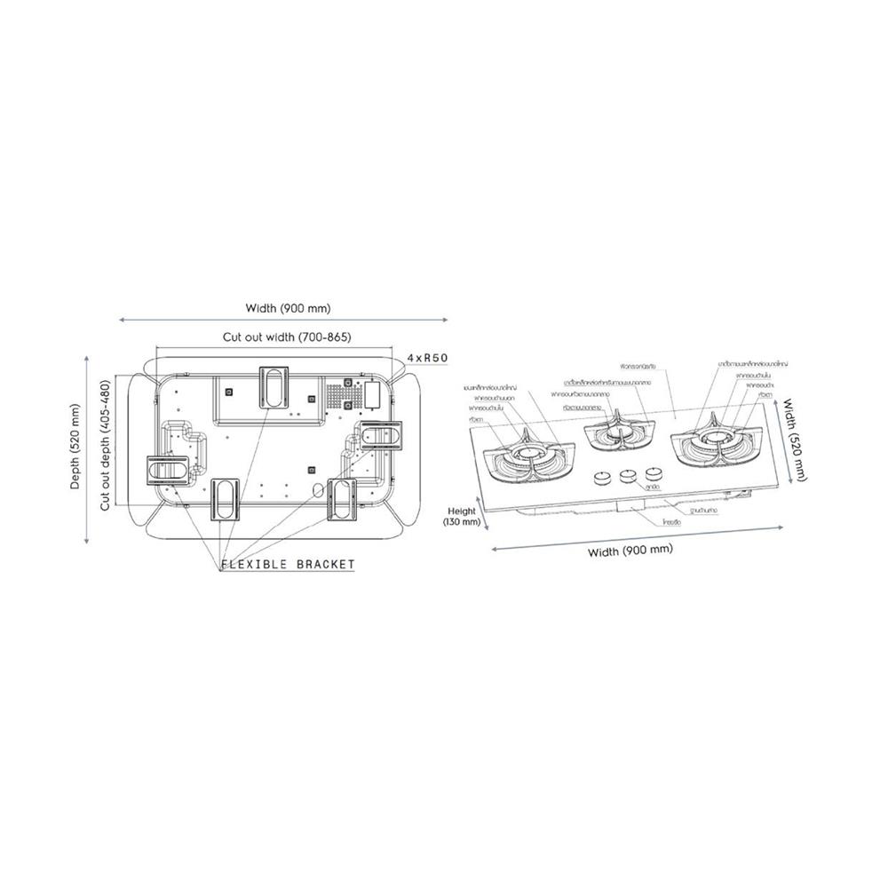 เตาฝังแก๊ส ELECTROLUX EHG9361BC 90 ซม.