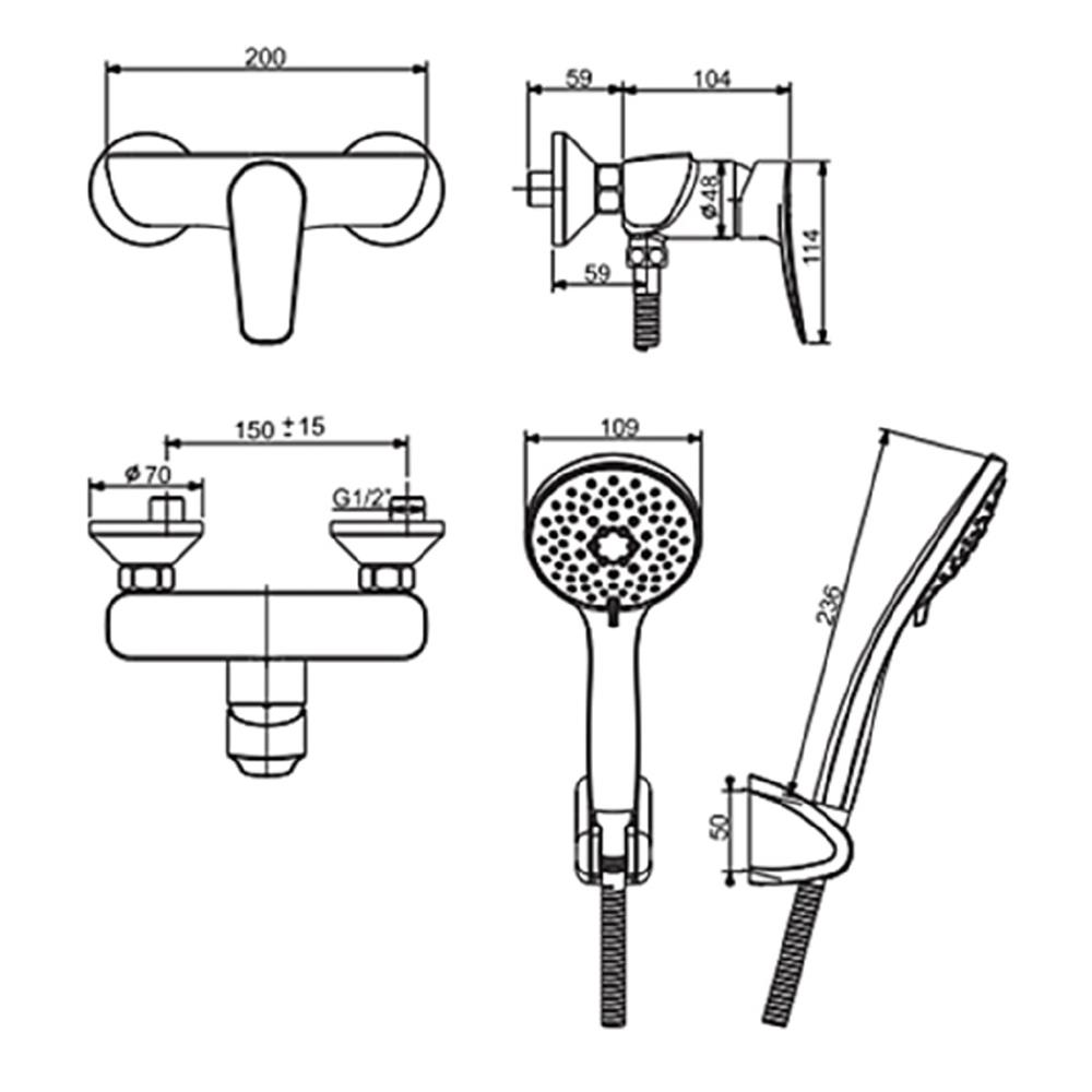 ก๊อกผสมยืนอาบ AMERICAN STANDARD FFAS0912-7T2500BT0