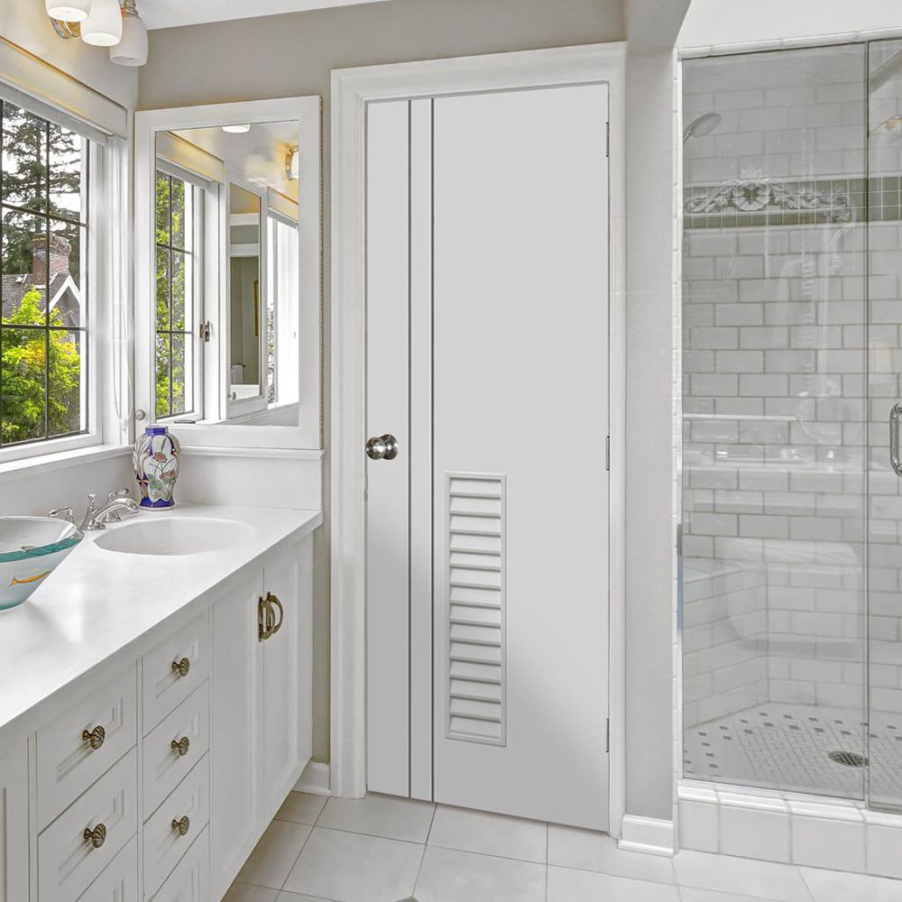 ประตูห้องน้ำ UPVC ECO-DOOR PG3 70X200 ซม. สีขาว เจาะลูกบิด