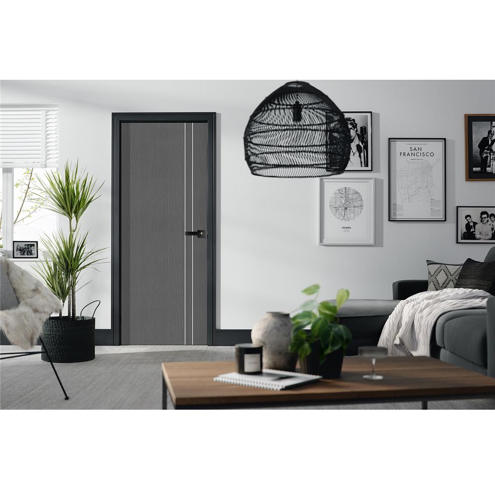 ประตูภายใน UPVC ECO-DOOR PE1 80x200 ซม. สีเทาเข้ม ไม่เจาะลูกบิด