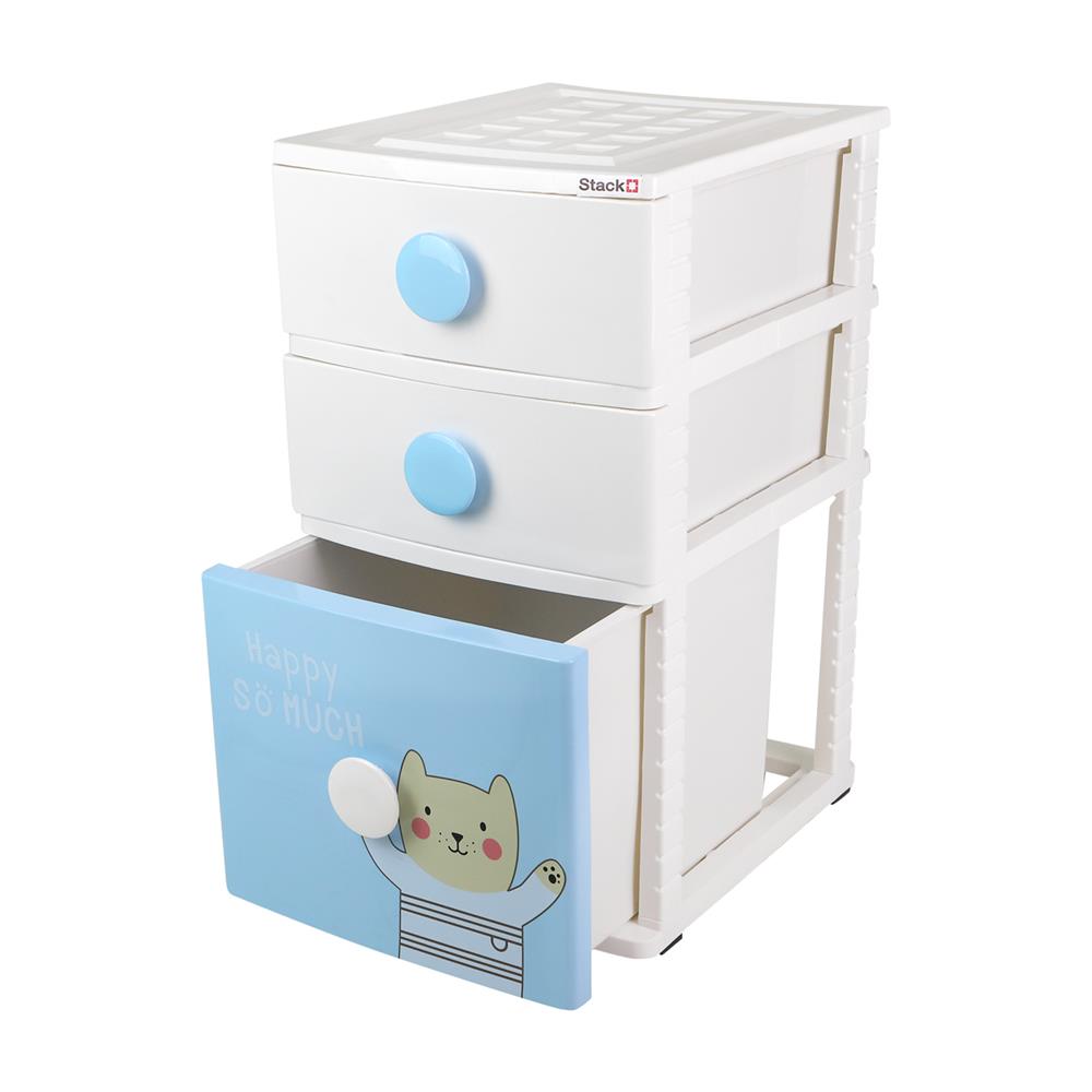 ตู้ลิ้นชัก 3 ชั้น STACKO B42 TINY 42X47X72 ซม. สีขาว/ฟ้า