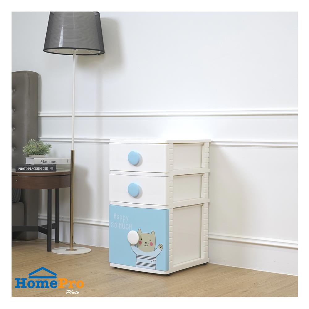 ตู้ลิ้นชัก 3 ชั้น STACKO B42 TINY 42X47X72 ซม. สีขาว/ฟ้า