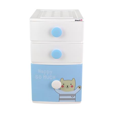 ตู้ลิ้นชัก 3 ชั้น STACKO B42 TINY 42X47X72 ซม. สีขาว/ฟ้า_1