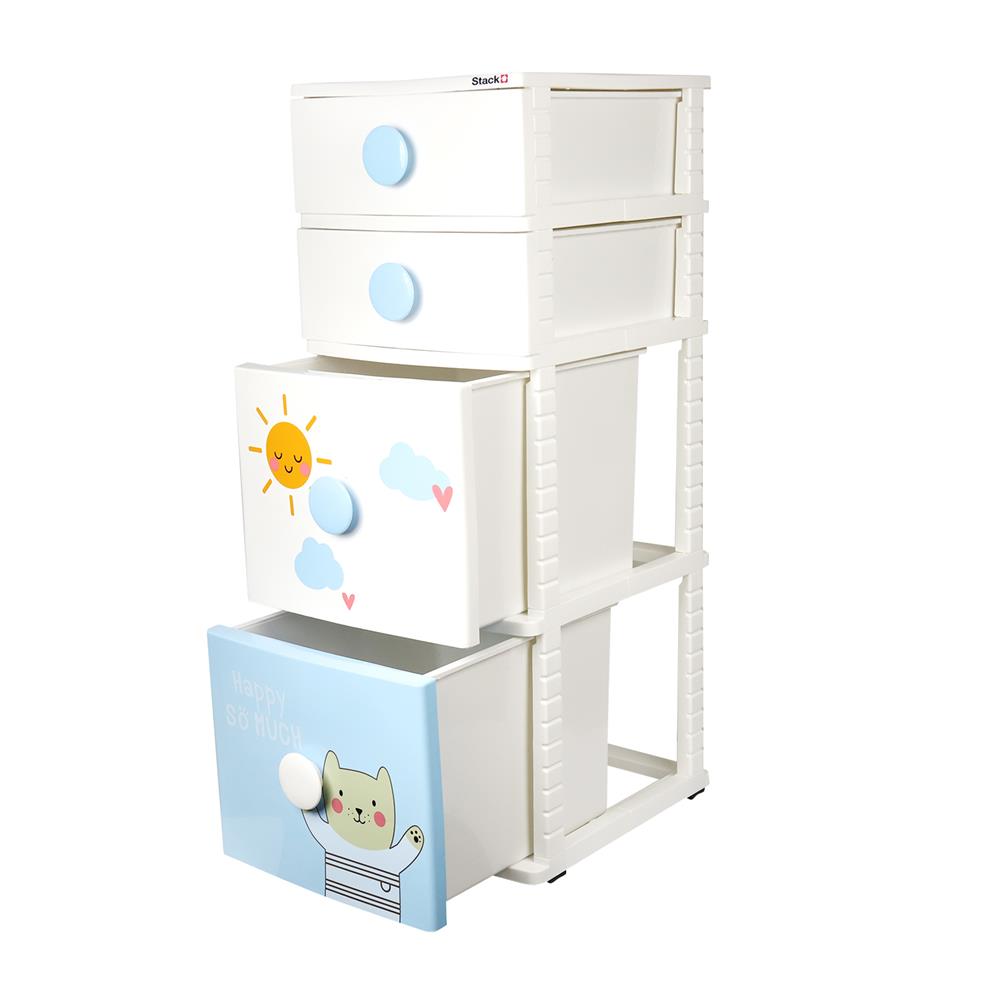 ตู้ลิ้นชัก 4 ชั้น STACKO B42 TINY 42X47X112 ซม. สีขาว/ฟ้า