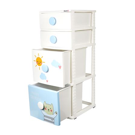 ตู้ลิ้นชัก 4 ชั้น STACKO B42 TINY 42X47X112 ซม. สีขาว/ฟ้า_2