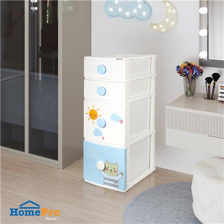 ตู้ลิ้นชัก 4 ชั้น STACKO B42 TINY 42X47X112 ซม. สีขาว/ฟ้า_4