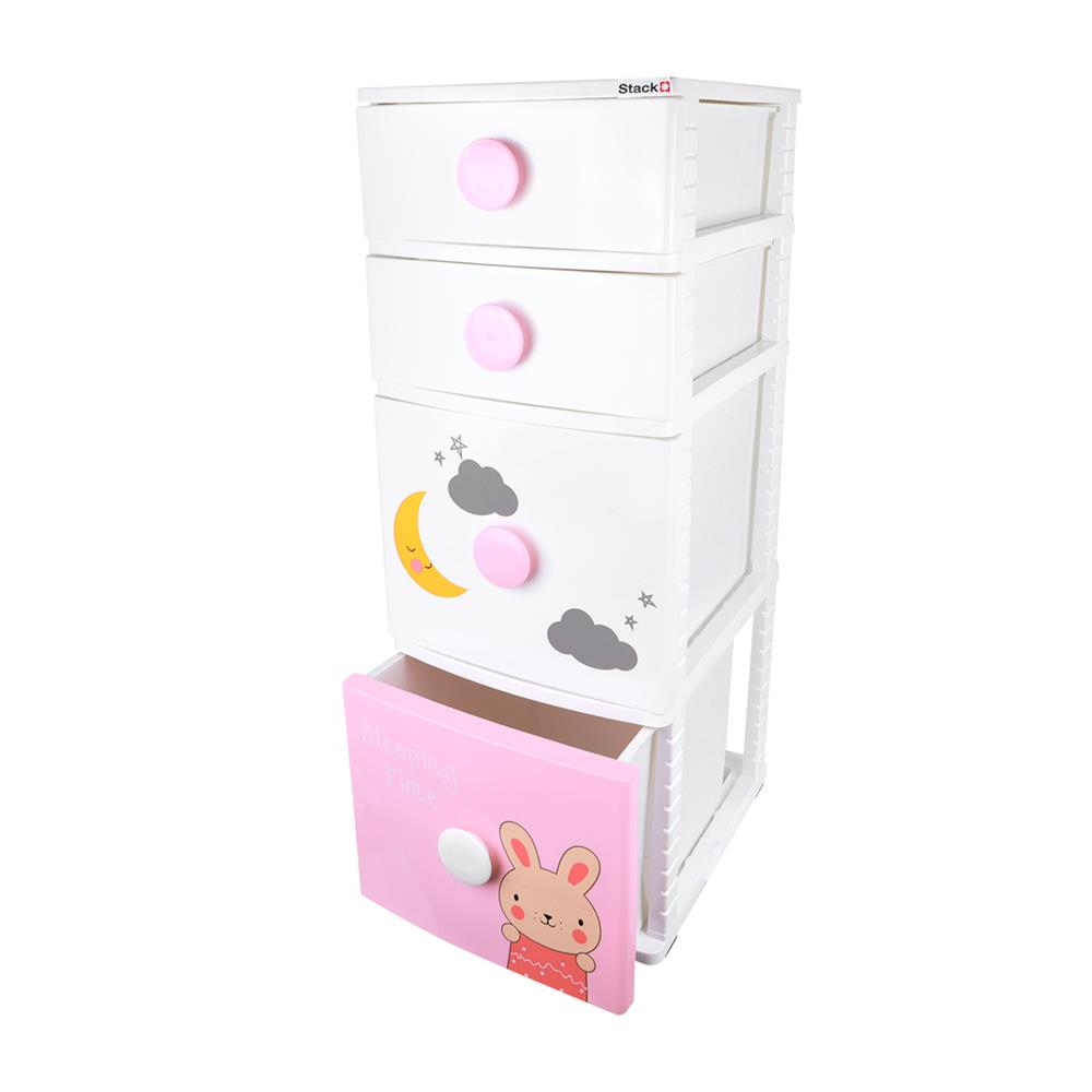 ตู้ลิ้นชัก 4 ชั้น STACKO B42 TINY 42X47X112 ซม. สีชมพู/ขาว