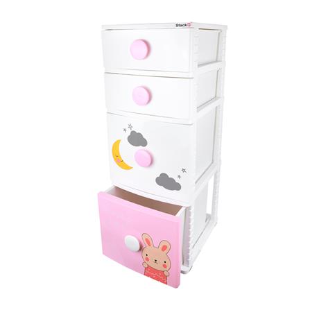 ตู้ลิ้นชัก 4 ชั้น STACKO B42 TINY 42X47X112 ซม. สีชมพู/ขาว_3