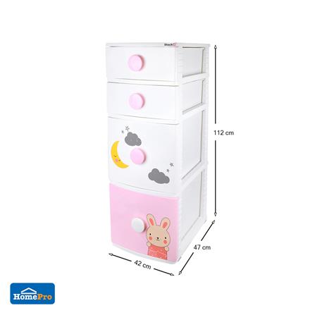 ตู้ลิ้นชัก 4 ชั้น STACKO B42 TINY 42X47X112 ซม. สีชมพู/ขาว_6