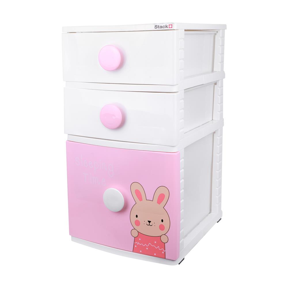 ตู้ลิ้นชัก 3 ชั้น STACKO B42 TINY 42X47X72 ซม. สีชมพู/ขาว