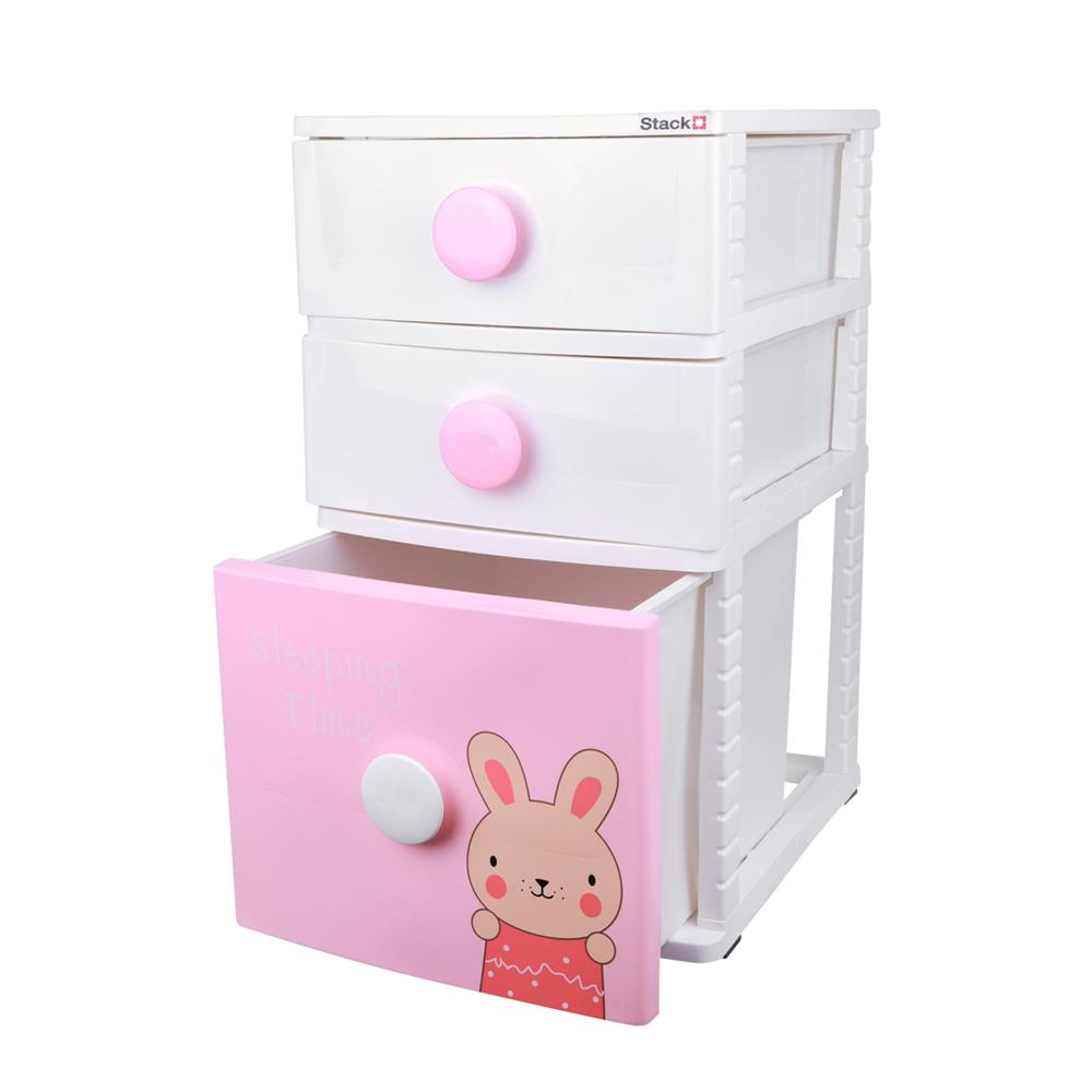 ตู้ลิ้นชัก 3 ชั้น STACKO B42 TINY 42X47X72 ซม. สีชมพู/ขาว