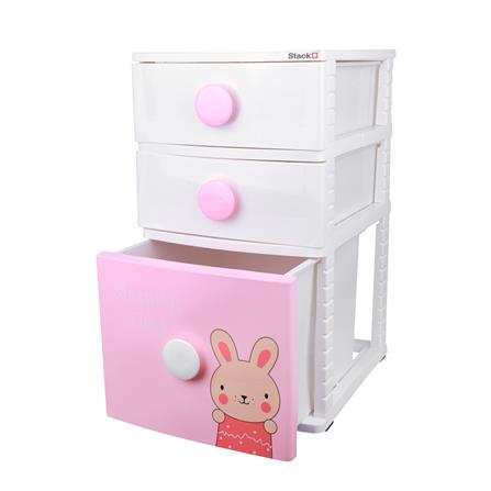 ตู้ลิ้นชัก 3 ชั้น STACKO B42 TINY 42X47X72 ซม. สีชมพู/ขาว_2
