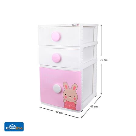 ตู้ลิ้นชัก 3 ชั้น STACKO B42 TINY 42X47X72 ซม. สีชมพู/ขาว_5