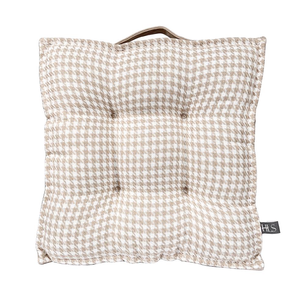 เบาะรองนั่ง HOME LIVING STYLE HOUNDSTOOTH 17X17 นิ้ว สีครีม_0