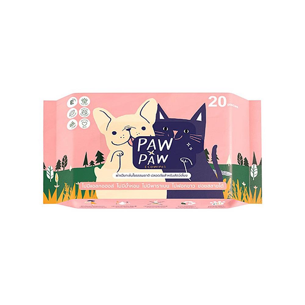 ผ้าเช็ดทำความสะอาดสัตว์เลี้ยง PAWXPAW ECOWIPES 20 แผ่น
